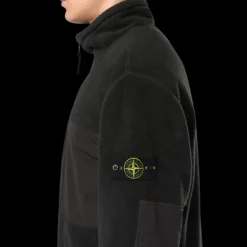 Veste survêtement STONE ISLAND Blouson zippé bi matière polaire nylon noir