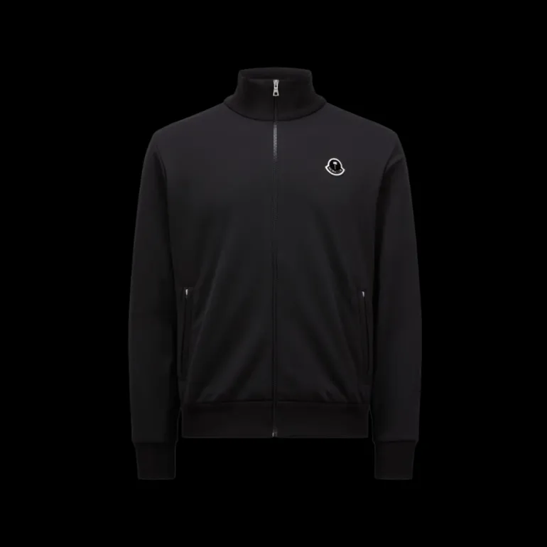 Veste survêtement zippée MONCLER x PALM ANGELS noir logo velours noir