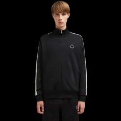 Veste survêtement zippée MONCLER x PALM ANGELS noir logo velours noir