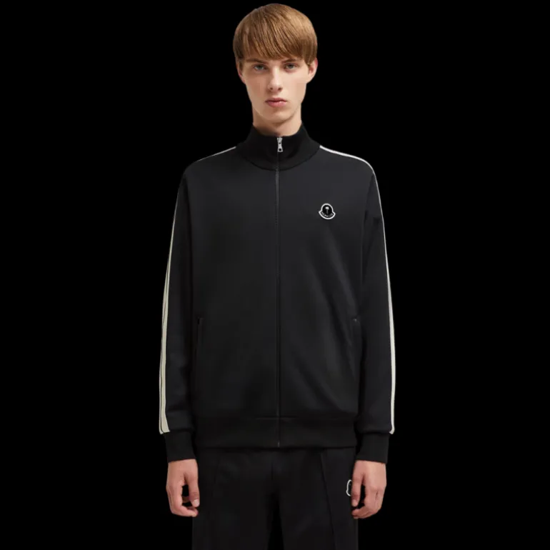 Veste survêtement zippée MONCLER x PALM ANGELS noir logo velours noir