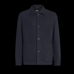 Veste ZEGNA Workwear Laine cachemire bleu marine