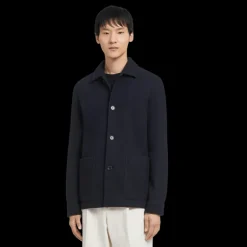 Veste ZEGNA Workwear Laine cachemire bleu marine