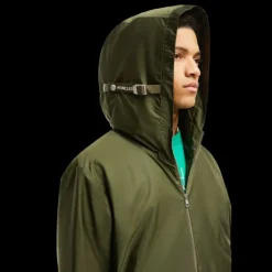 Veste zippée MONCLER Removay nylon kaki capuche à sangle