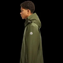Veste zippée MONCLER Removay nylon kaki capuche à sangle